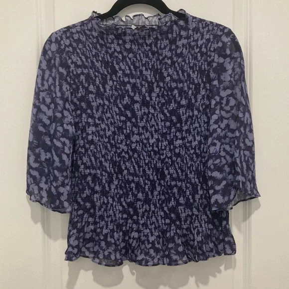 & Other Stories Blue Floral Smocked Blouse in Women's Size 12 - Picture 2 of 9